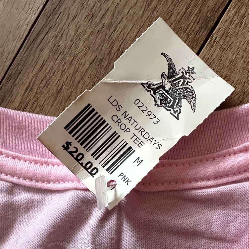 Pink Naturdays Cropped Graphic Tee - M - Picture 4 of 5